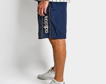 ADIDAS shorts for men in navy blue | Vintage retro 80s 90s running training gym sports shorts | Summer beach vacation trunk | XL extra large