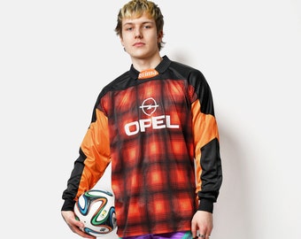 ERIMA soccer vintage shirt black orange | Football sports long sleeves number 1 one jersey | Goalkeeper padded elbow top | L/XL size