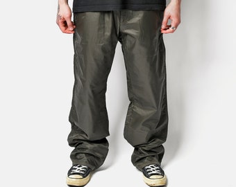 Deadstock 00s era Trussardi nylon work pants green for men | Vintage Y2K shell wind trousers men's | XXL 2X size