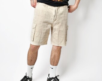 Vintage Men's Cargo Shorts Beige Hiking 90s 80s Tourist Safari