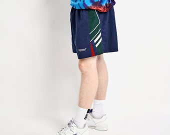 Pantalones cortos deportivos vintage azul marino oscuro para hombre / Pantalones cortos ligeros estilo retro Y2K de los años 2000 / Bañador deportivo para gimnasio, playa y natación para hombre / Tallas XL/XXL