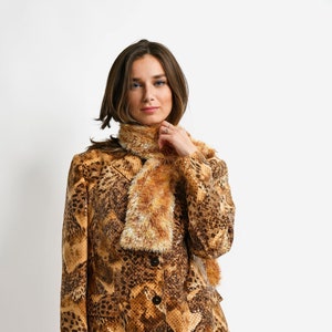 Y2K fuzzy scarf for women in brown colour | Vintage winter warm short casual scarf women's | Retro birthday gift for her girlfriend