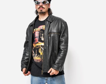 80s real leather jacket a-2 black y2k