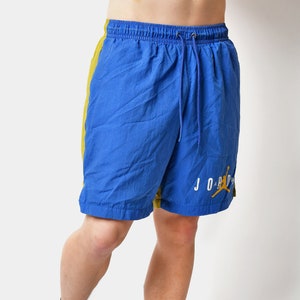 Vintage Y2K Jordan sport shorts men multi colour block blue yellow | Old School beach summer board shorts | 90s surfer swim trunk | Large L