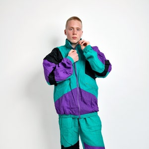 Purple and green tracksuit store