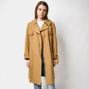 Classic vintage 90s brown trench coat women's | Detective fall spring retro 80s casual outerwear long rain jacket for women | Medium M size