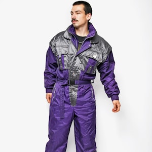 80s Vintage Ski Suit: Insulated One Piece Snowboarding Jumpsuit - Small