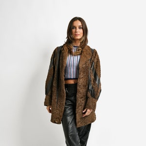Vintage long fur coat brown women&#39;s | Retro warm winter 80s fashion coat | 90s outerwear for women | Medium M size