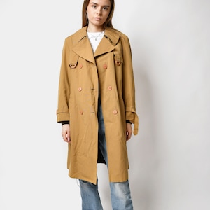 Classic vintage 90s brown trench coat women&#39;s | Detective fall spring retro 80s casual outerwear long rain jacket for women | Medium M size
