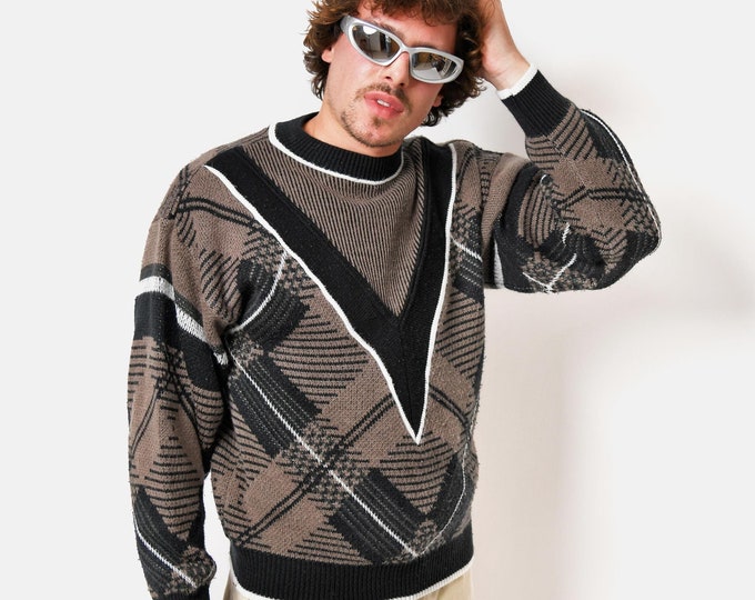 Vintage 80's men's pattern sweater S LA Tique main image 0