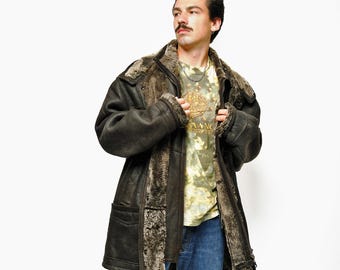 Vintage Leather Jacket for Men | Men's Y2K 90s Zip up Jacket