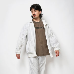80s retro full tracksuit set white colour | Old School 90s vintage wind shell suit top and bottom | Active sportswear | M/L size