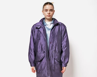 Vintage Long Parka Jacket in Purple Colour | 80s Shell