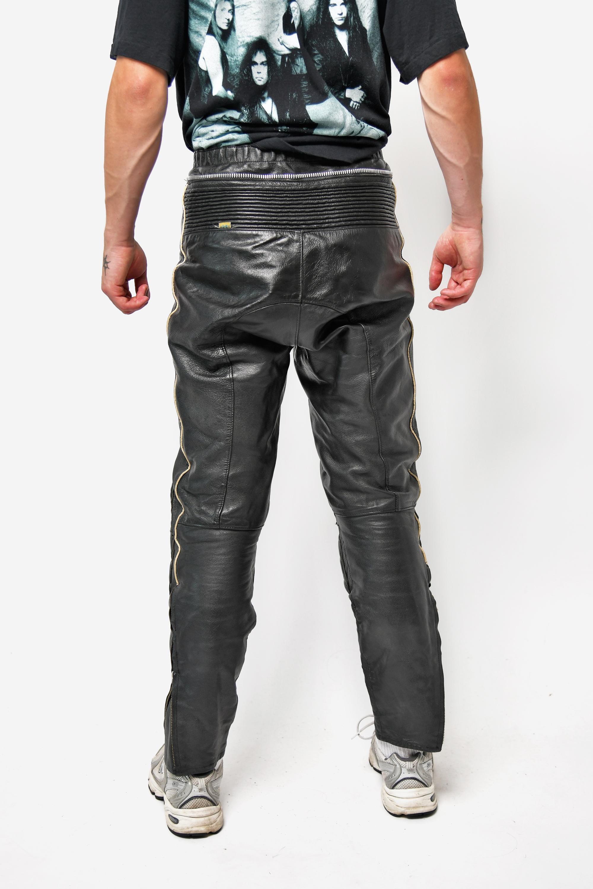Pantaloni Da Motociclista In Vera Pelle Neri O Marroni, Con Cintura, Taglie Fino A 5XL, Cargo E Classici