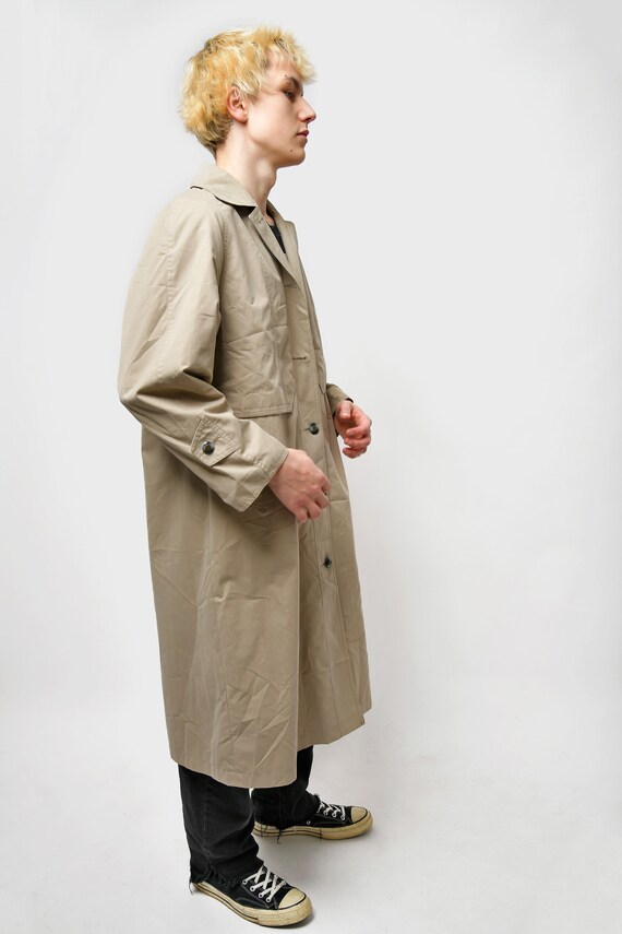 90s retro mac coat men's beige brown | Classic vi… - image 6