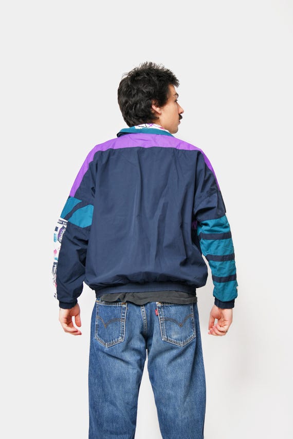 90s abstract patterned shell jacket multi coloure… - image 4