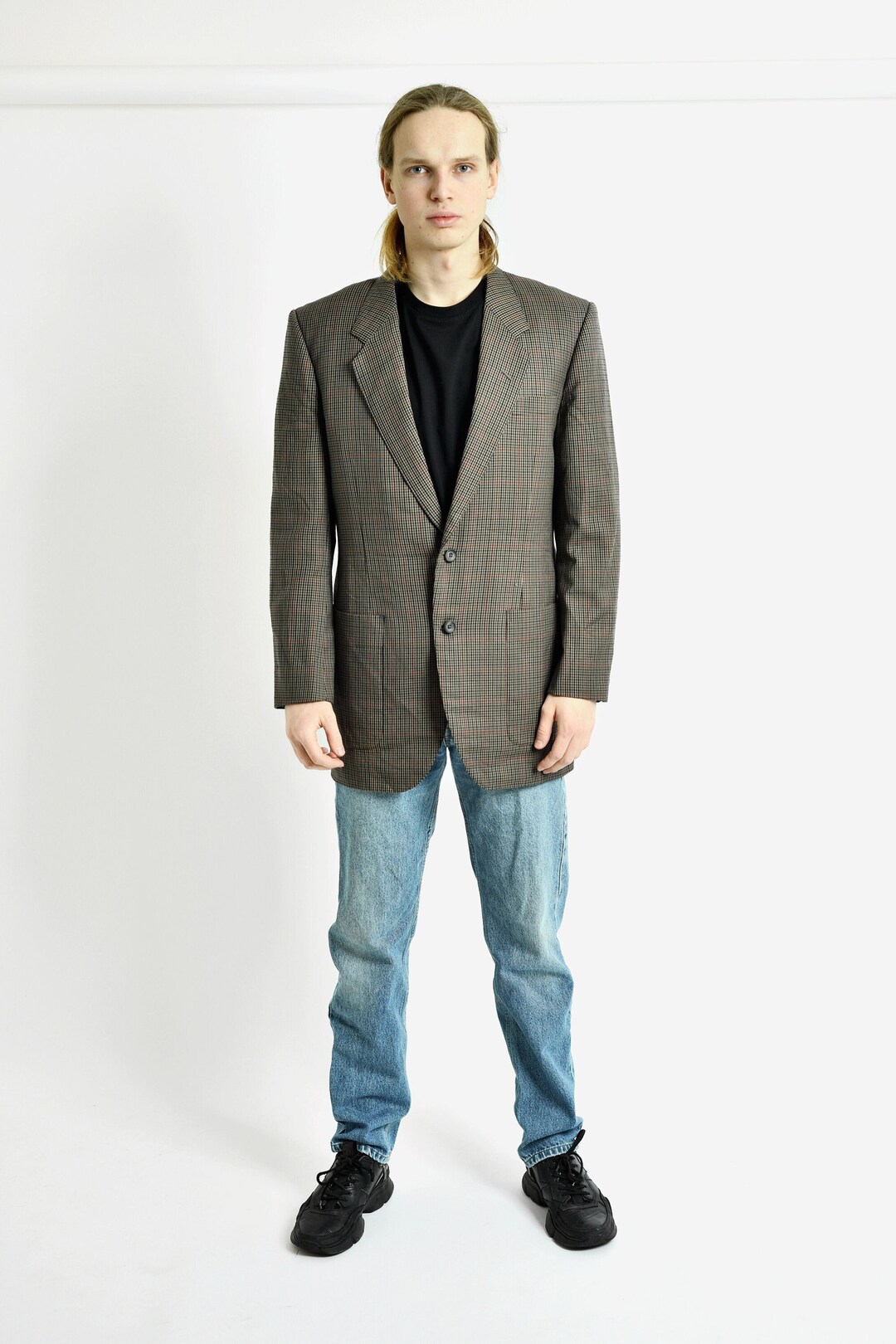 Vintage Oversized 90s Blazer Men's Beige Brown | 80s Preppy