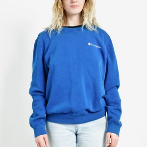 Vintage Champion sweatshirt in blue colour unisex Y2K 90s sport athletic jumper pullover crewneck sweater Women's M or Men's S size image 2