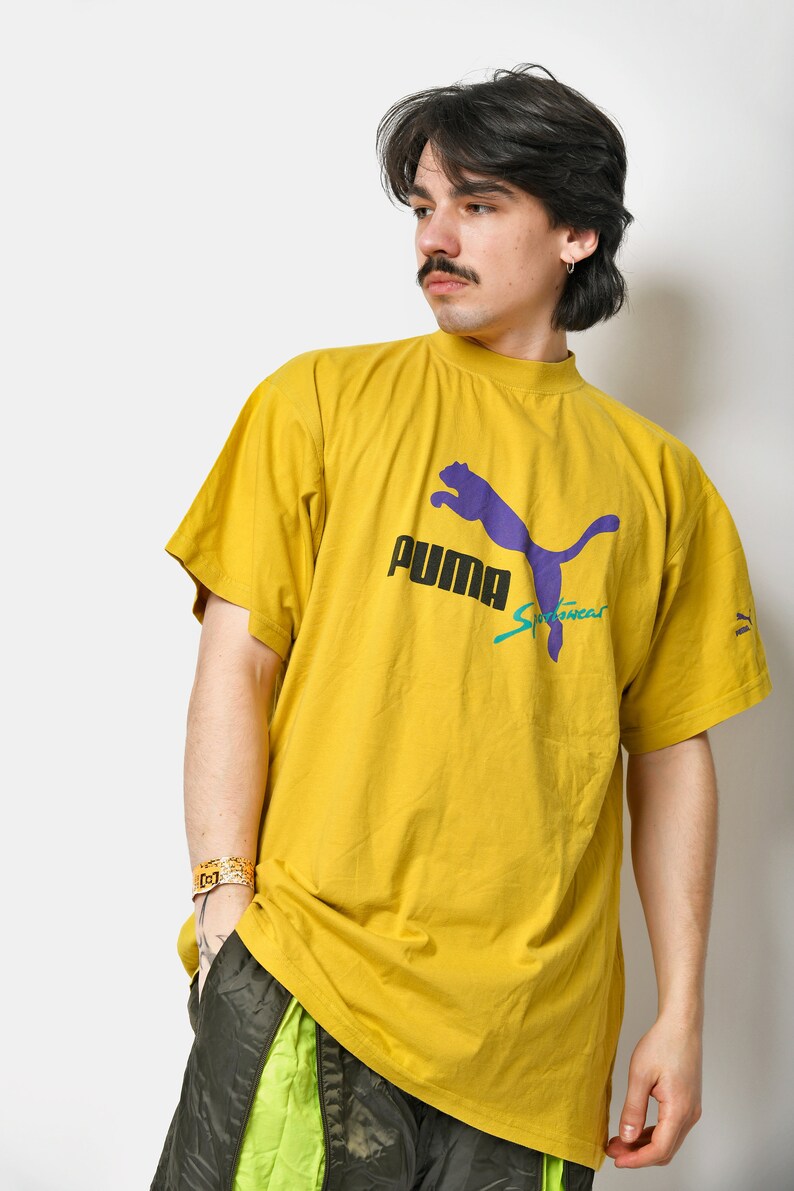PUMA vintage t-shirt in yellow colour for men.