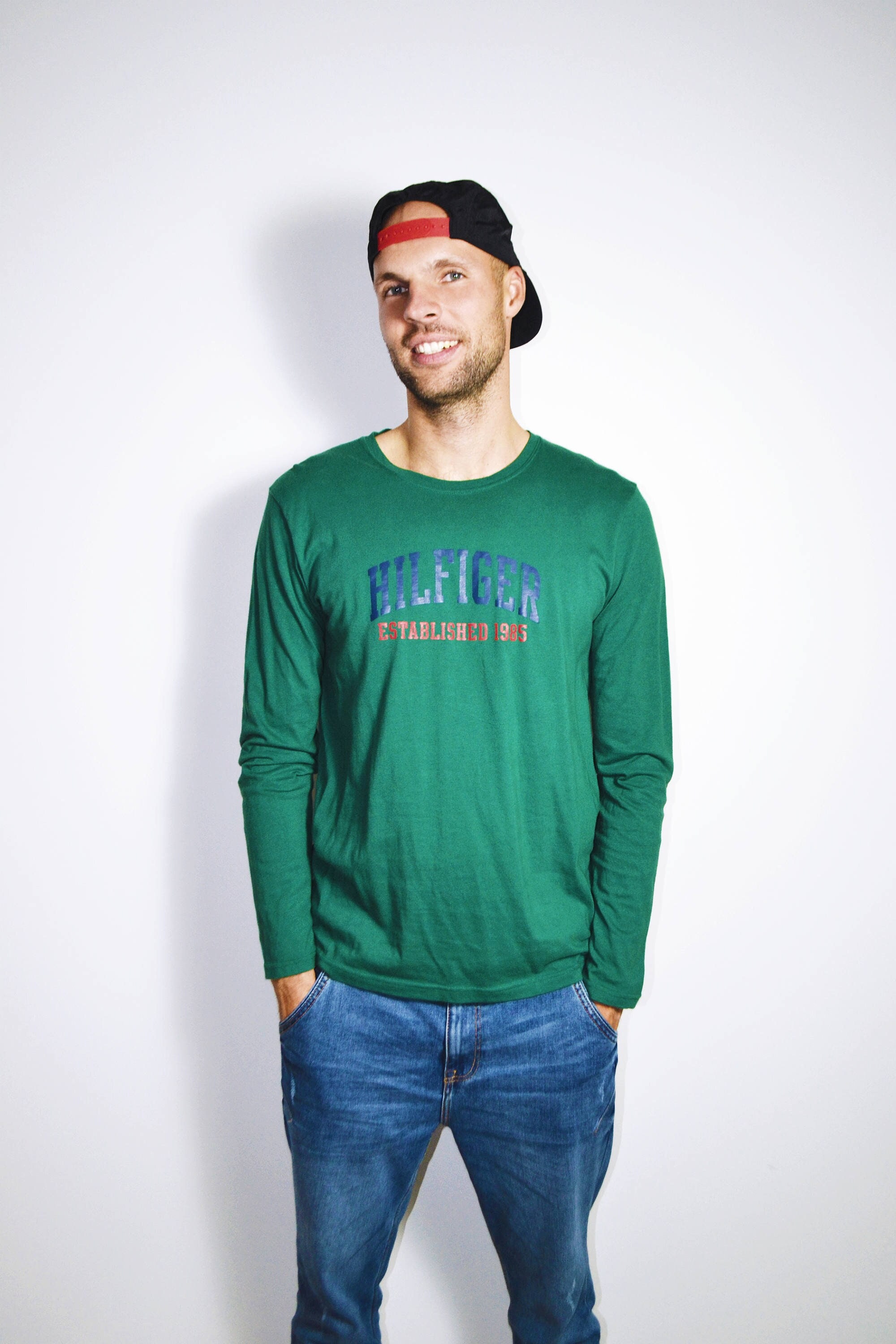 TOMMY HILFIGER 長袖Tシャツ メンズ グリーン | 90年代 Y2K オールド 