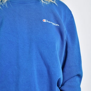 Vintage Champion sweatshirt in blue colour unisex Y2K 90s sport athletic jumper pullover crewneck sweater Women's M or Men's S size image 6