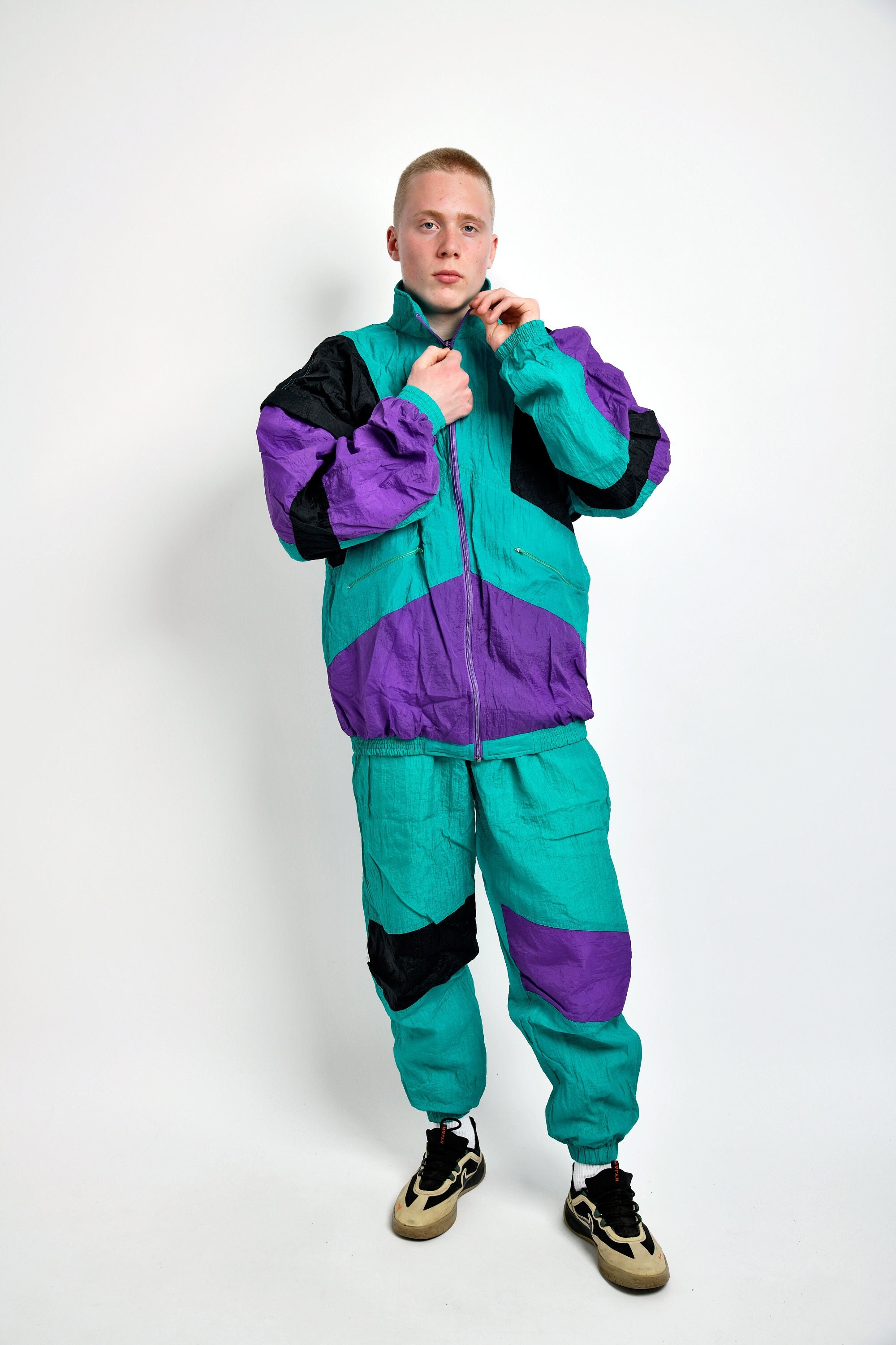 Vintage 90s Tracksuit Set Turquoise Green Purple Multi Vintage 90s Tracksuit Set Turquoise Green Purple Multi