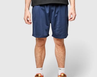 Y2K basketball shorts for men in navy dark blue | Vintage training gym shorts | Athletic Old School sports shorts | Large L size