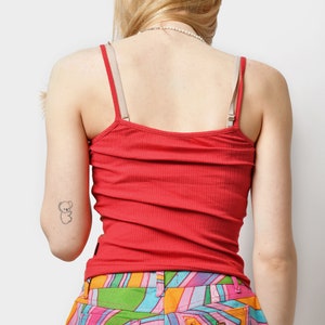 Just Cavalli Y2K tank top with straps in red colour with gold glitter women's | Vintage 2000s era deadstock sleeveless blouse | XXS/XS 38 IT image 6