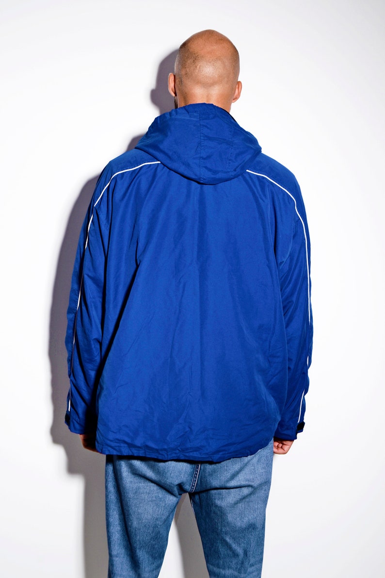UMBRO lightweight windbreaker men blue hooded 90s active outerwear Fall autumn oversized shell sport jacket parka windbreaker coat XL