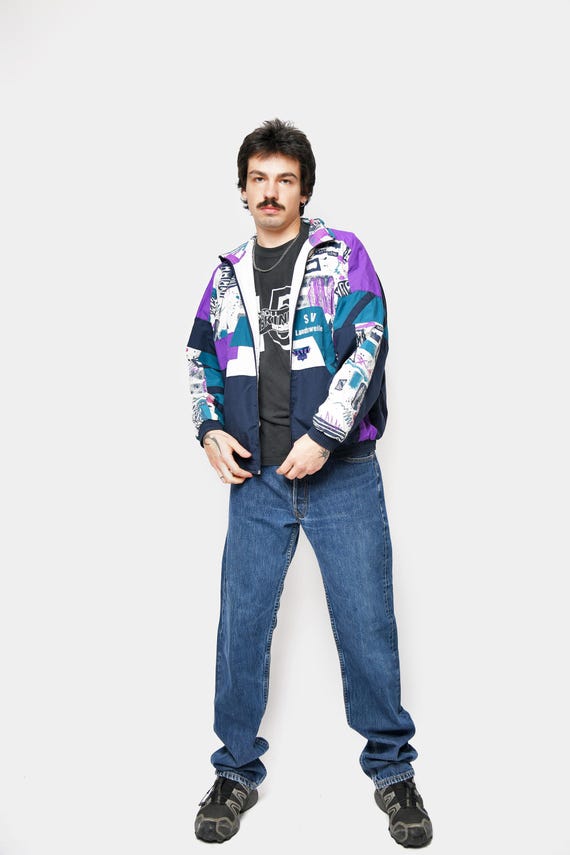 90s abstract patterned shell jacket multi coloure… - image 6