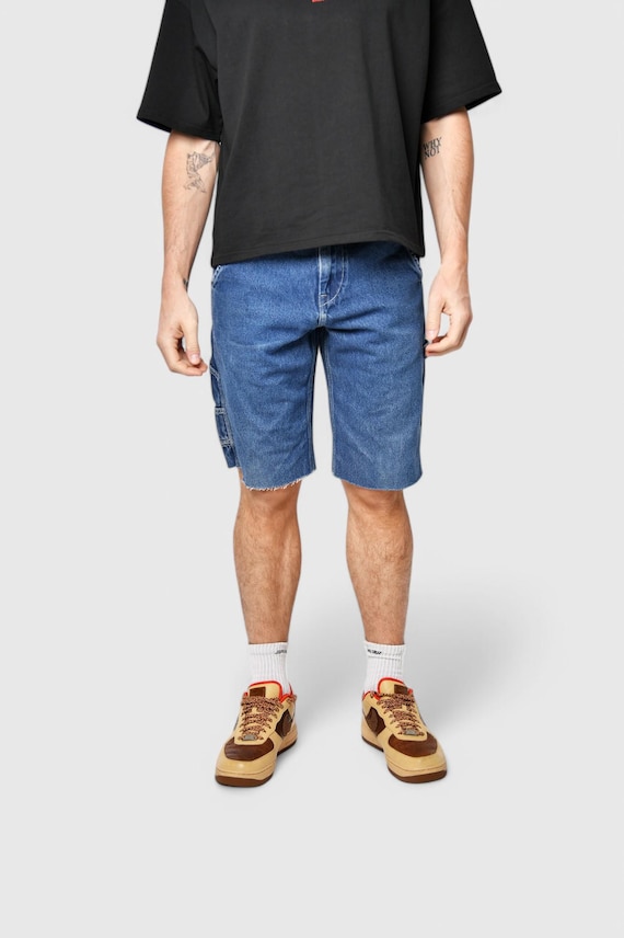 90s LEE Skater Long Length Denim Jorts | Vintage Dark Wash Blue
