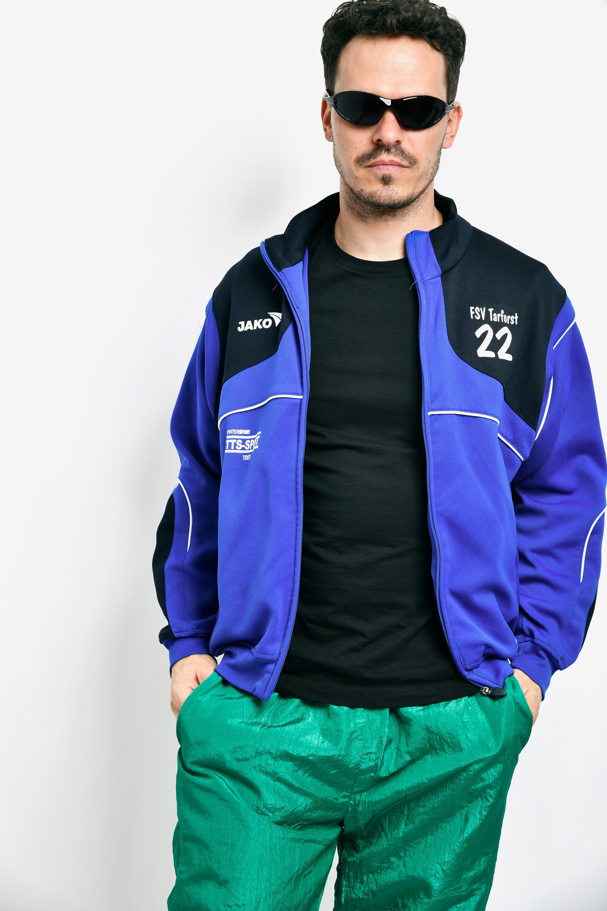 Vintage Sports Jacket Men Blue Colour | 90's Style Retro