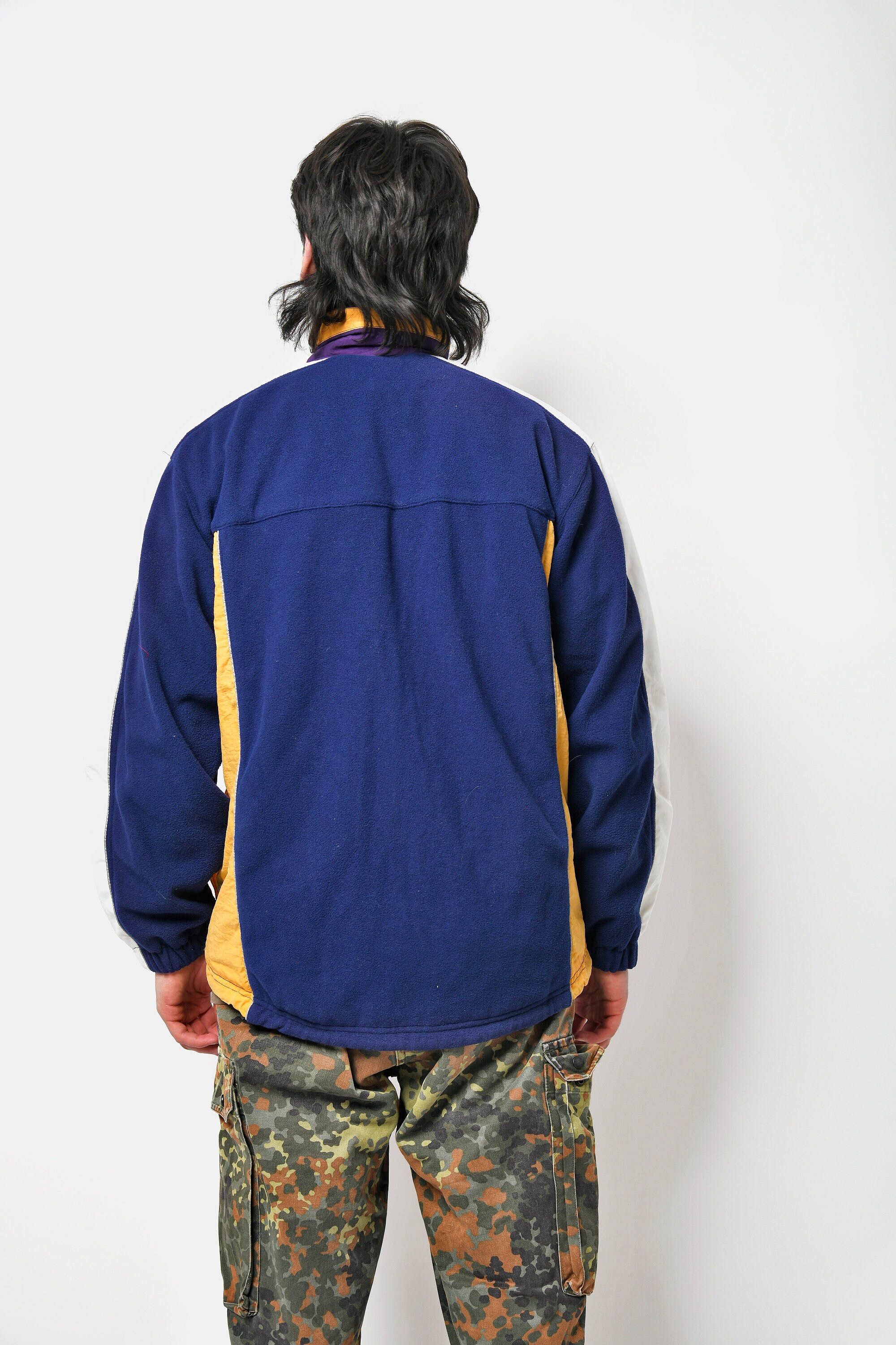 80s vintage nylon swingtopjacket men’s M 80s90s Windbreaker Striped Shiny Nylon Blue Black Pink