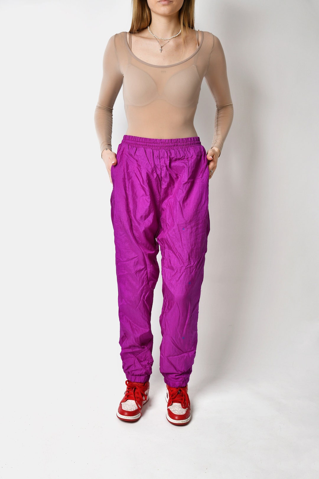 Vintage Sports Wind Pants in Purple Colour Women's Retro Etsy
