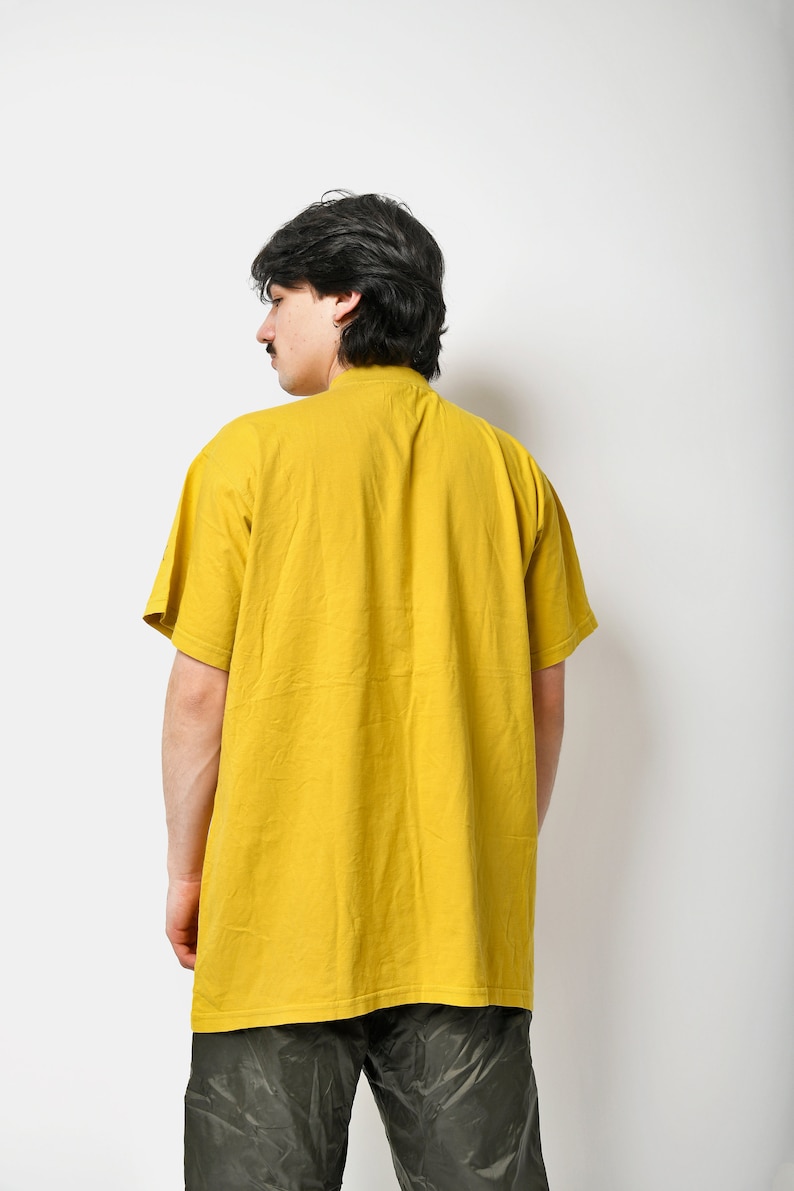 PUMA vintage t-shirt in yellow for men | 90s retro Old School tee | 1990s vintage sports shirt man | Active streetwear men's | XL/XXL size image 5