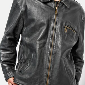 Vintage black real leather men's heavy jacket.