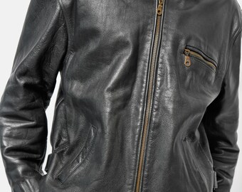 Veste En Cuir Homme 1902 Menswear Taille S, Noir, Occasion Parfait état