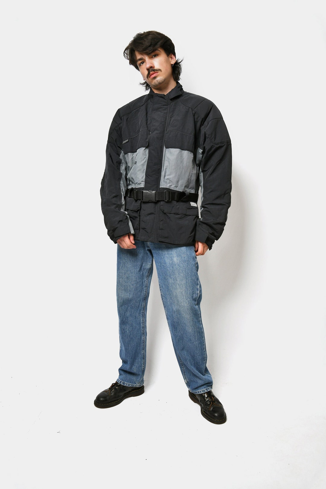 Vintage Motorcycle Shell Jacket Men's Black Grey Y2K 00s Etsy