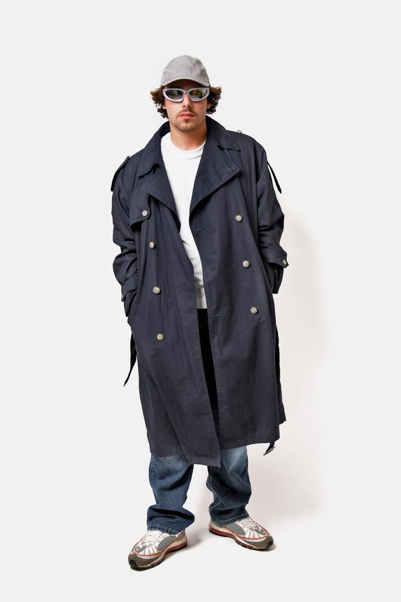 Vintage 1980s Moschino Mens Coat Wool Italian Trench Style
