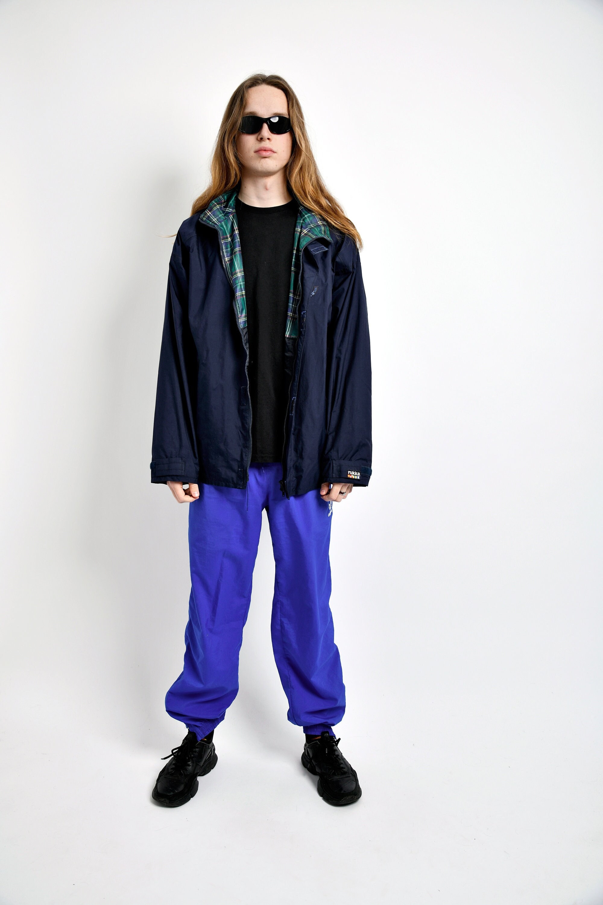 80s Vintage Windbreaker Jacket Navy Dark Blue Colour | Retro