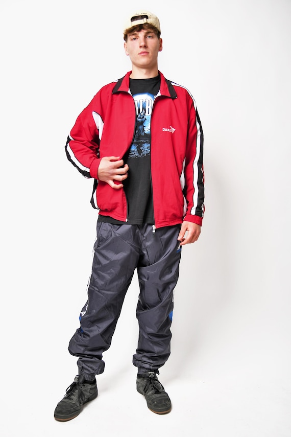 Vintage Windbreaker Men's Red Colour | 2000s Y2K Sport Tracksuit