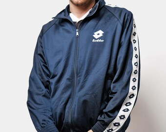 90s Lotto Vintage Track Jacket Mens Navy Blue | 90s Y2K