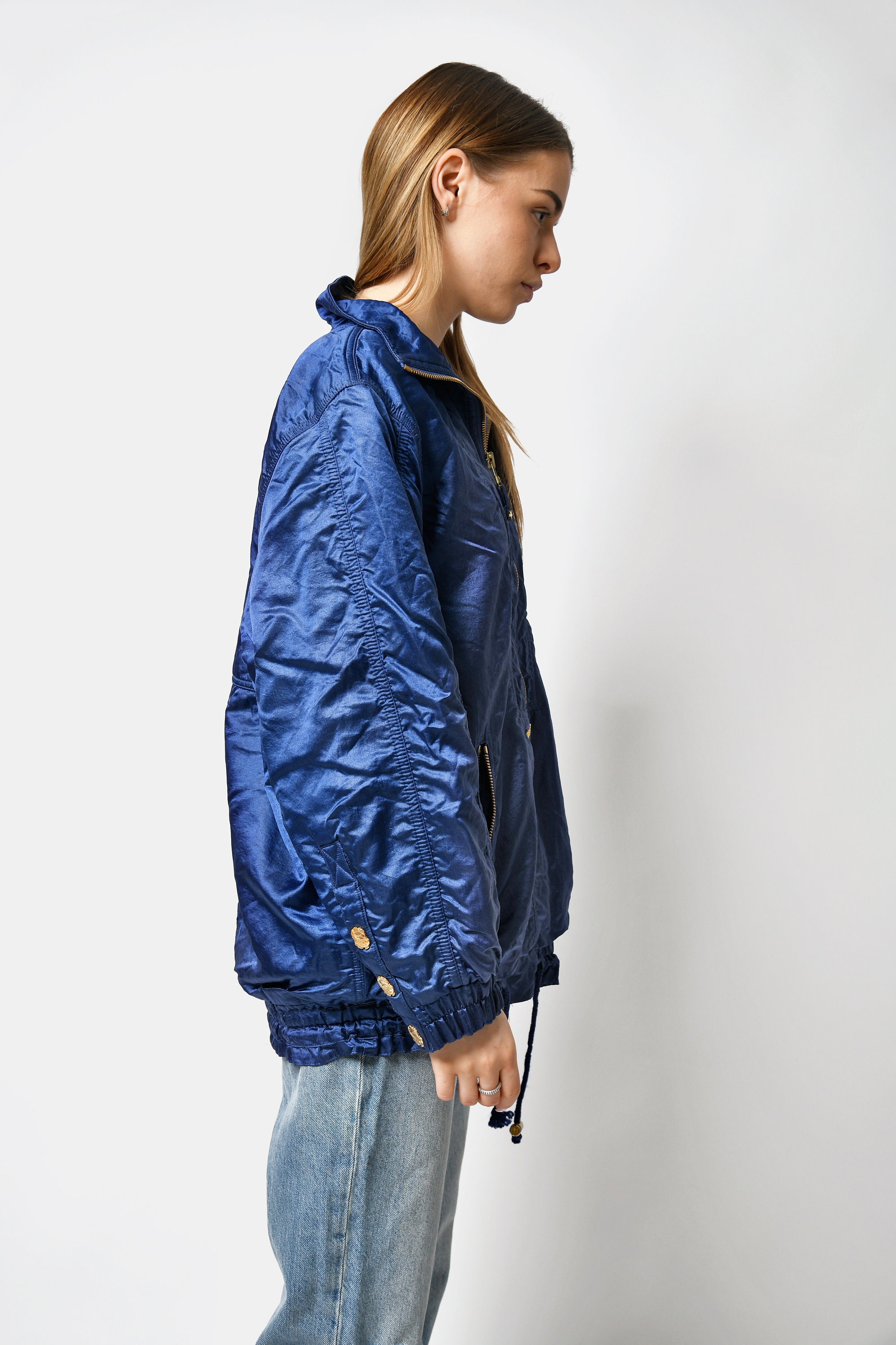 Veste de ski vintage des années 90 de couleur bleue