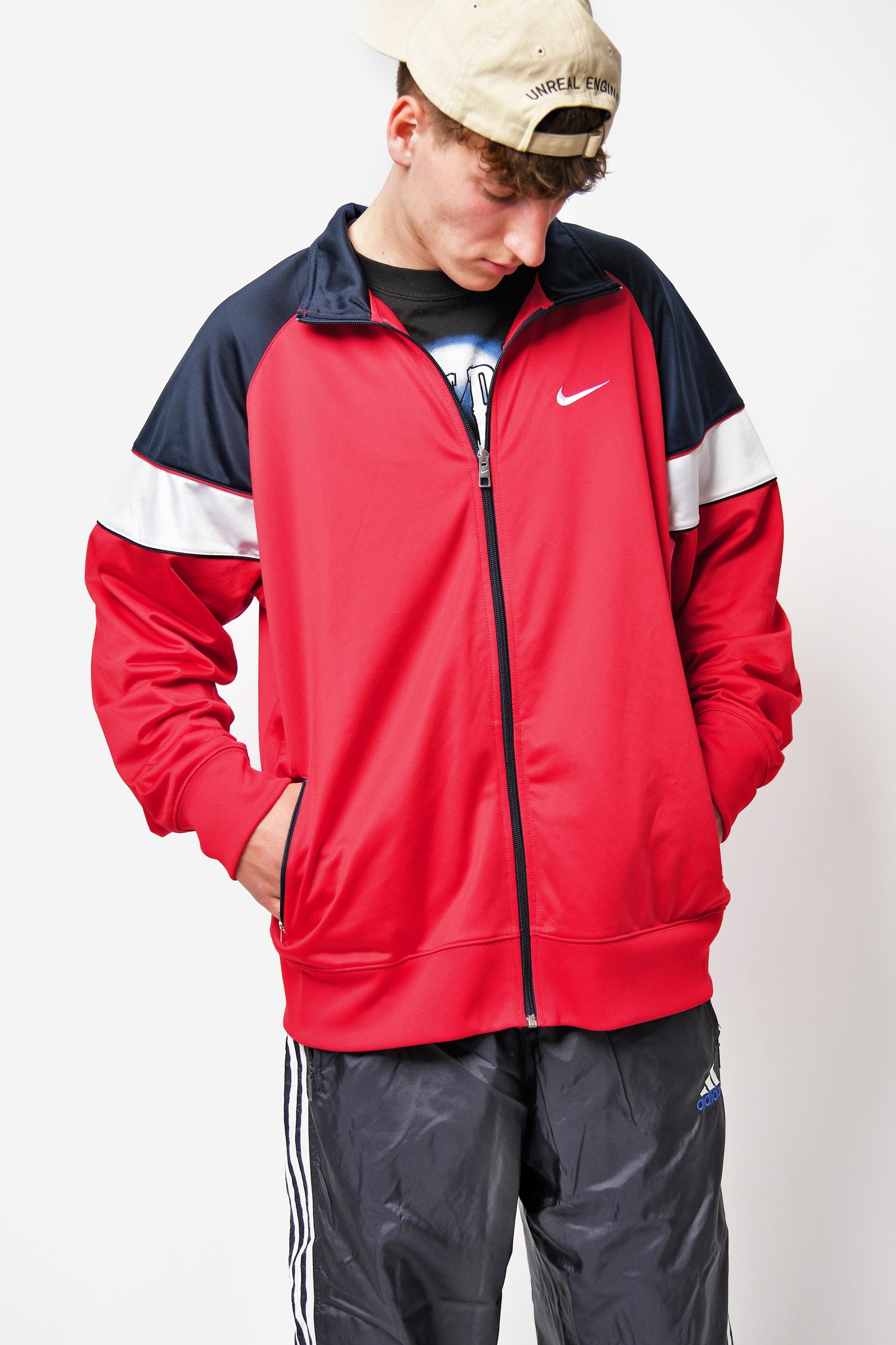 NIKE Vintage Sport Jacket Men Red | Y2K 90s Style Tracksuit Top