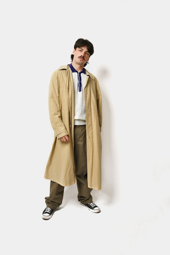 90s retro mac coat men's beige brown | Classic vi… - image 1