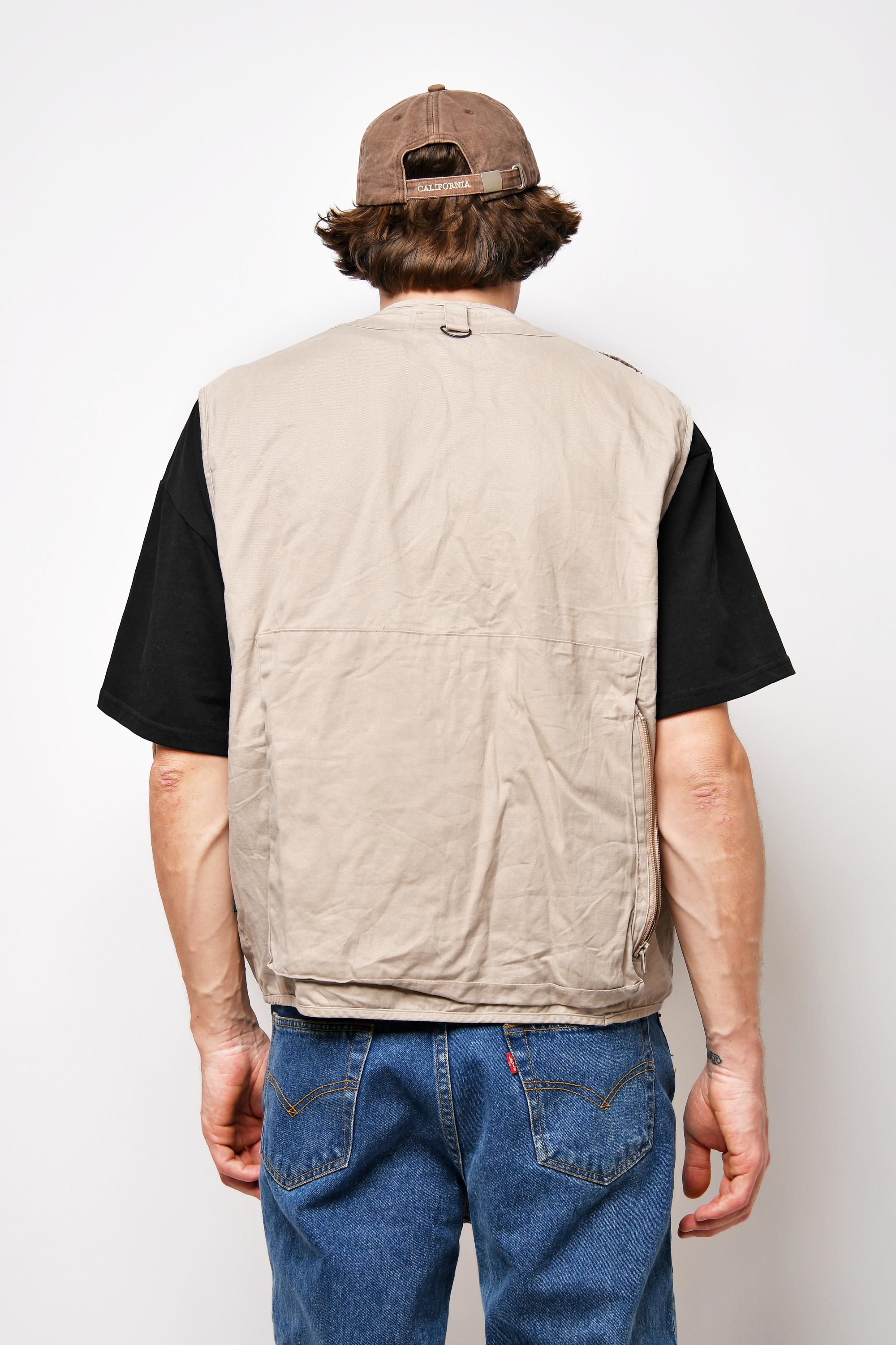 Gilet Utilitaire Vintage Tactique Kaki - Taille L-XL, Style Pêcheur Années 90