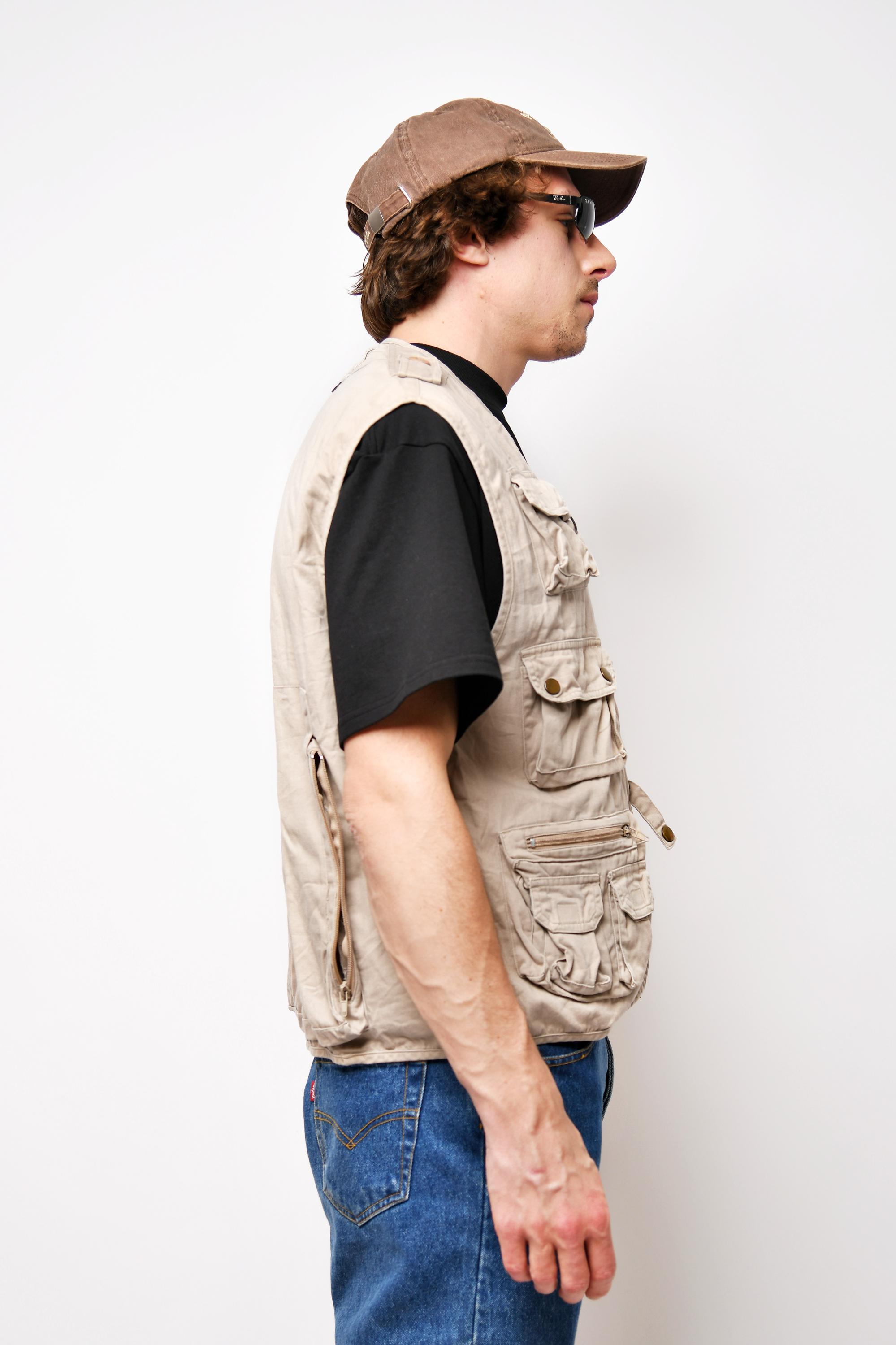 Gilet De Pêche Vintage Sport King – Marron – Années 60/70 – Taille M