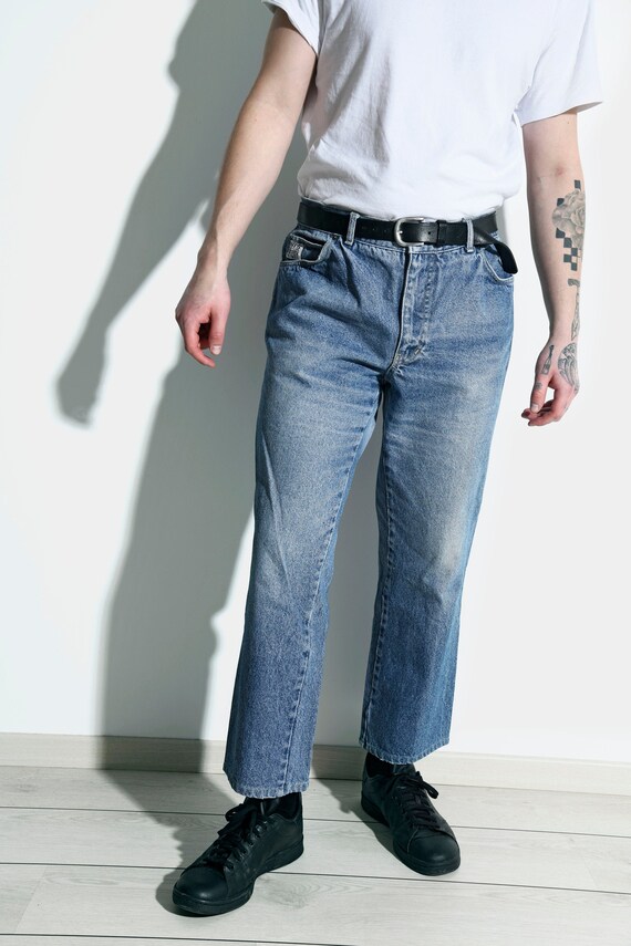 Men's Vintage 80s Straight Jeans 90s Retro Mid Blue | Etsy