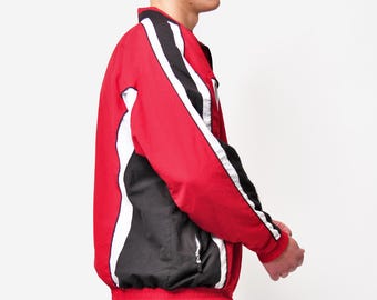 Vintage Windbreaker Men's Red Colour | 2000s Y2K Sport Tracksuit