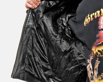 Vintage Real Leather Jacket Black for Men | Men's Y2K 2000s
